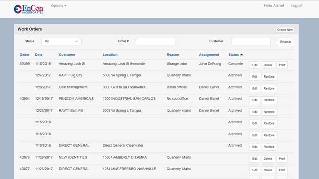 Work Order Portal List Screenshot